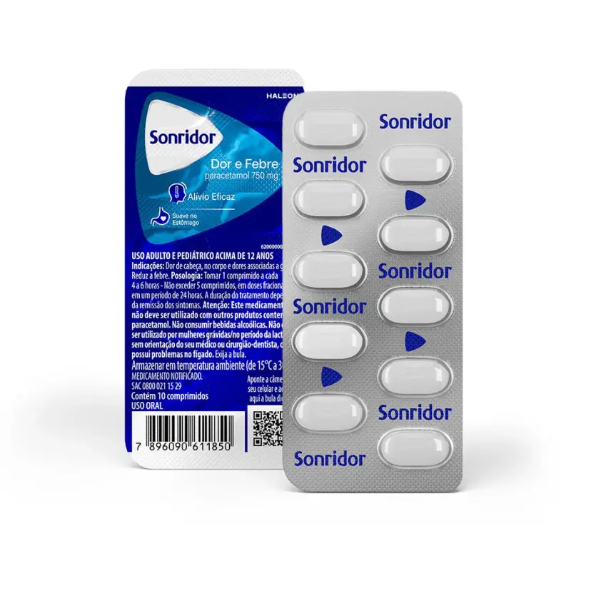 Sonridor Dor E Febre Paracetamol 750mg 10 Comprimidos